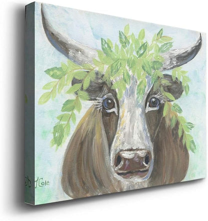 Renditions Gallery Canvas Animal Wall Art Modern Decorations Paintings Olive Crown Steer Abstract Glam Wild Longhorn Canvas Artwork Prints for Bedroom Office Kitchen - 32"x48" LT33