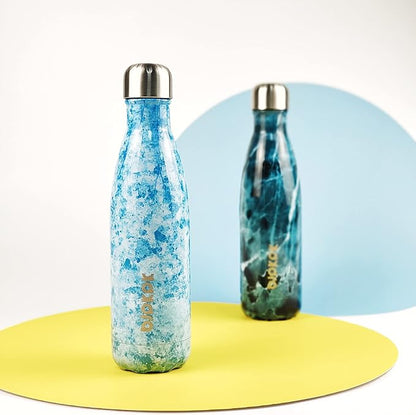 BJPKPK Insulated Water Bottle 17 oz Stainless Steel Water Bottles Cola Shape Water Bottles For Travel -Marble Ocean Graphics