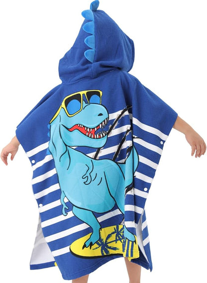 NovForth Dinosaur Bath Towel for Toddler Boys, Pool Hooded Towel for Kids, Hooded Bath Beach Towel Poncho for Bath/Pool/Beach Swim Cover