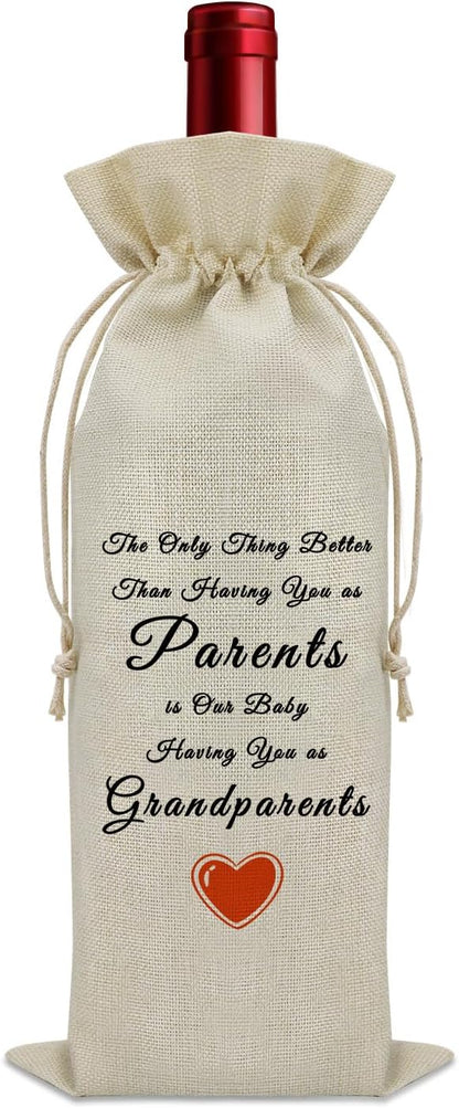 Promoted to Grandparents Gifts Wine Bag New Grandparents Gifts Pregnancy Gifts for New Grandparent Wine Bottle Decoration Bag New Grandma and Grandpa Gifts Wine Accessories Gifts for Wine Lovers