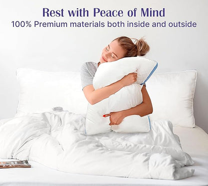ROYALE LINENS Pillows King Size Set of 2 -Bed Pillows for Sleeping - Cooling Pillow for Back, Stomach or Side Sleepers - Down Alternative King Gusseted Pillows -Hotel Quality (20x40 Inches, Pack of 2)