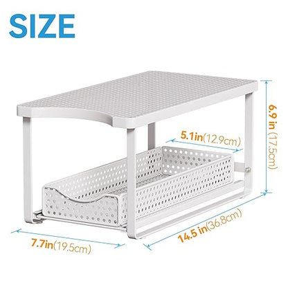 Water Dispenser Stand for Countertop-Metal Black Water Filter Stand 14.5"x7.7"x6.9",with Drawers Suitable,Compatible with Brita Water Pitcher and Zerowater Pitcher (White)