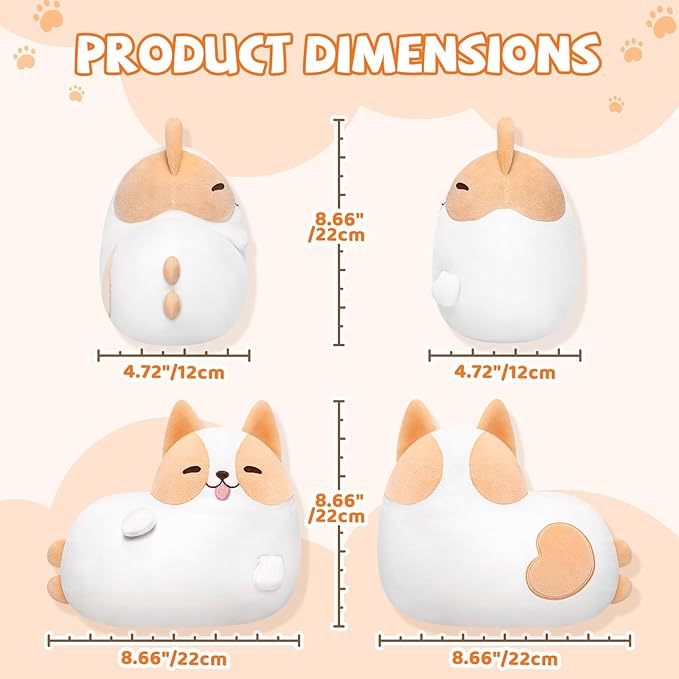 Corgi Plush Stuffed Animals, Cute Dog Plushies Stuffed Toy Pillow, Kawaii Plushies Heart Shape Pillow, Puppy Squishy Plushies Cuddle Pillows for Kids & Adults
