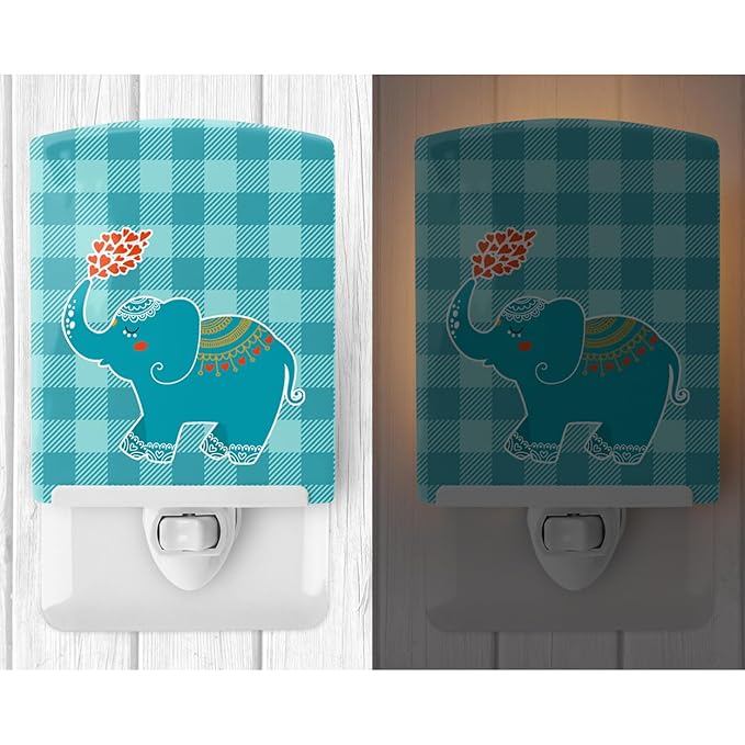 Caroline's Treasures BB6744CNL Elephant Love Ceramic Night Light Compact, UL-Certified, Ideal for Bedroom, Bathroom, Nursery, Hallway, Kitchen, 6x4x3, Multicolor