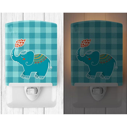 Caroline's Treasures BB6744CNL Elephant Love Ceramic Night Light Compact, UL-Certified, Ideal for Bedroom, Bathroom, Nursery, Hallway, Kitchen, 6x4x3, Multicolor