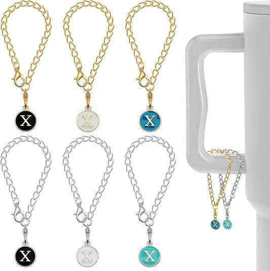 6PCS Letter Charm Accessories for Stanley Cup, Name ID Letter Handle Charm for Stanley Handle Identification Letter Pendant Handle Decoration for Stanley Tumbler Charms (Letter X)