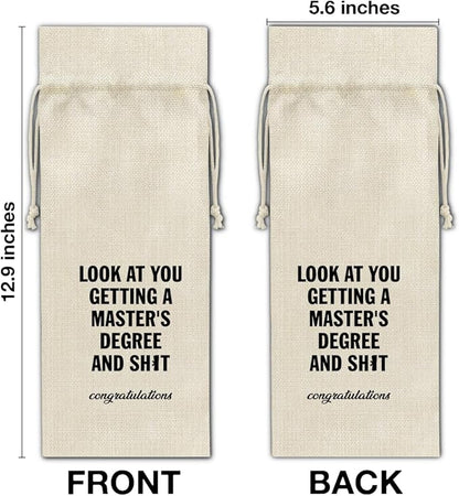 HOIJAUMAI Masters Degree Graduation Gifts Masters Graduation Gift Graduation Wine Bag Master's Degree Wine Gift Bags