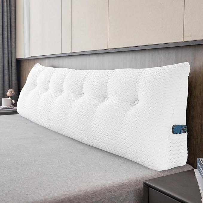 Large Bolster Triangular Headboard Wedge Backrest Positioning Support Bed Rest Reading Pillows Headboard Wedge Pillows for Day Bed Bunk Bed with Removable Cover