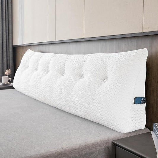 Large Bolster Triangular Headboard Wedge Backrest Positioning Support Bed Rest Reading Pillows Headboard Wedge Pillows for Day Bed Bunk Bed with Removable Cover