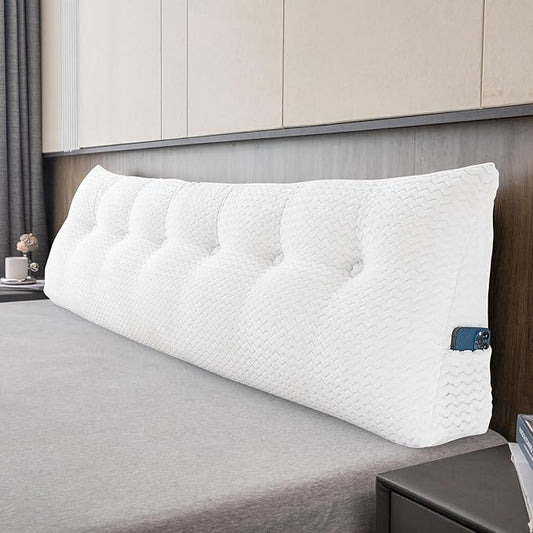 Large Bolster Triangular Headboard Wedge Backrest Positioning Support Bed Rest Reading Pillows Headboard Wedge Pillows for Day Bed Bunk Bed with Removable Cover