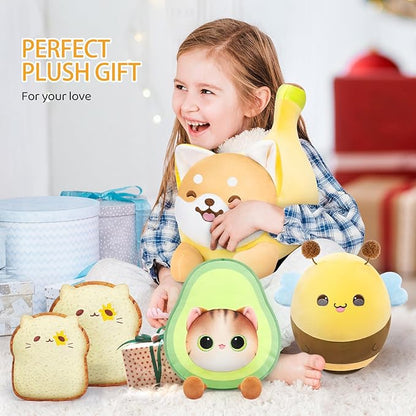 Shiba Inu Plush Stuffed Animals, Cute Dog Plushies Stuffed Pillow, Soft Banana Dog Stuffed Toy, Hugging Plush Toy for Kids & Adults