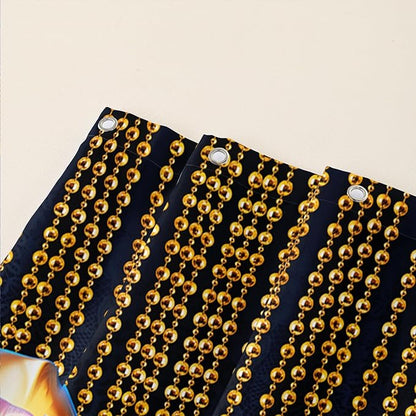 AILONEN Gold Rose Shower Curtain for Bathroom- Romantic Floral Shower Curtain -Polyester Fabric Waterproof Decoration- Plants Blue Black Leopard Flowers Bath Shower Curtains Washable, 48" W x 72" H