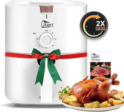 4.2 Quart Compact Air Fryer,4L 1500W Air Fryer Oven Pizza Cooker with Rapid Air Circulation,30 Minute Timer and Adjustable Temperature Control with Recipe,White