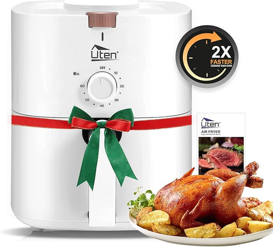 4.2 Quart Compact Air Fryer,4L 1500W Air Fryer Oven Pizza Cooker with Rapid Air Circulation,30 Minute Timer and Adjustable Temperature Control with Recipe,White