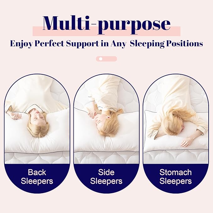 Cosybay Goose Feather and Down Bed Pillow, Premium Medium White Pillow Inserts for Sleeping, Luxury Bedding Pillows for Side and Back Sleepers, King Size, 20x36 Inches, 2 Pack