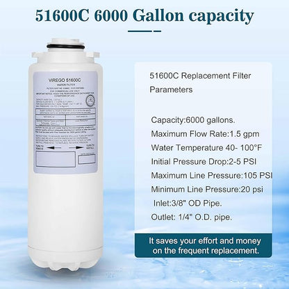 51600C Filter, for Elkay 51600C Replacement Filter, By NSF/ANSI Certified, Water Filter 51600C Compatible with Ezh2o Filter Replacement Bottle Stations, 51600C High Capacity Filter 6000 Gal (No Chip)