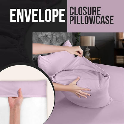 Utopia Bedding King Pillow Cases - 2 Pack - Envelope Closure - Soft Brushed Microfiber Fabric - Shrinkage and Fade Resistant Pillow Covers 20 X 40 Inches (King, Lavender)