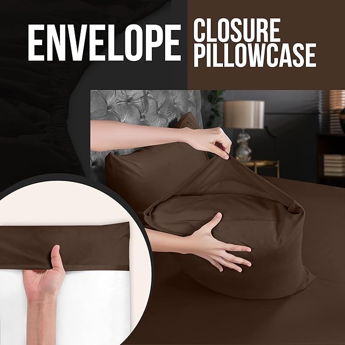 Utopia Bedding King Pillow Cases - 2 Pack - Envelope Closure - Soft Brushed Microfiber Fabric - Shrinkage and Fade Resistant Pillow Covers 20 X 40 Inches (King, Brown)