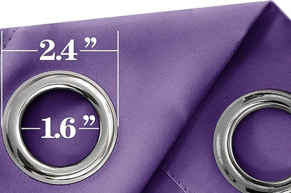 Mrs.Naturall Bathroom Window Curtains,Blackout Short Curtains for Bedroom,45 Inch Length,Dark Purple