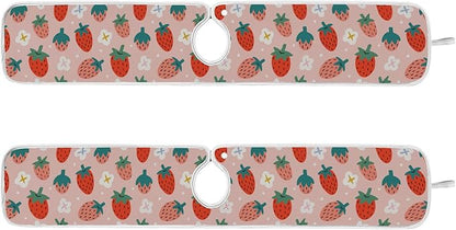 Kitchen Faucet Absorbent Mat,Strawberry Summer Berry Water Splash Guard for Sink, Faucet Drip Catcher Thicken Sponge Microfiber Faucet Water Catcher Mat Sink Absorbent Mat for Kitchen 30x5in 2 Pack