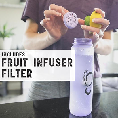Live Infinitely 24 oz Water Bottle with Time Marker - Insulated Measured Water Tracker Screen - BPA Free Gym Water Bottle - Locking Flip Top Lid, Rubberized (Cotton Candy, 24oz)