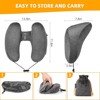 Rewondah Inflatable Travel Pillow for Sleeping Airplane - Inflatable Neck Pillow for Traveling on Plane with Washable Cover, Blow up Neck Travel Pillow for Airplanes, Cars - Portable and Comfortable