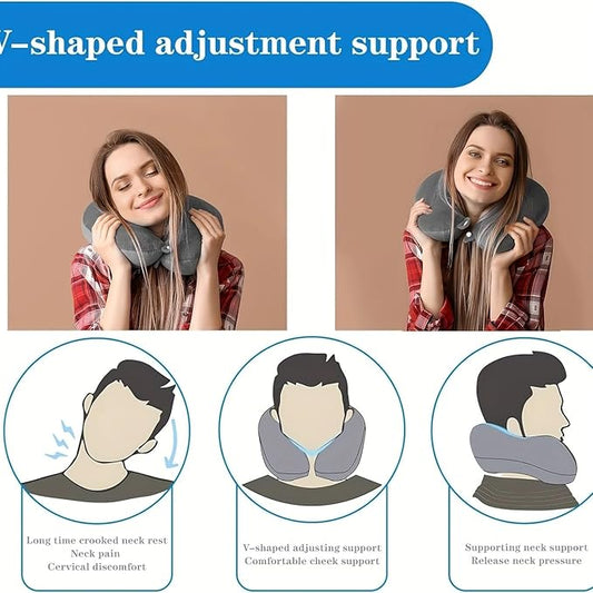 Travel Pillow Memory Foam Neck Pillow Support Pillow,Luxury Compact & Lightweight Quick Pack for Camping,Sleeping Rest Cushion (Grey)