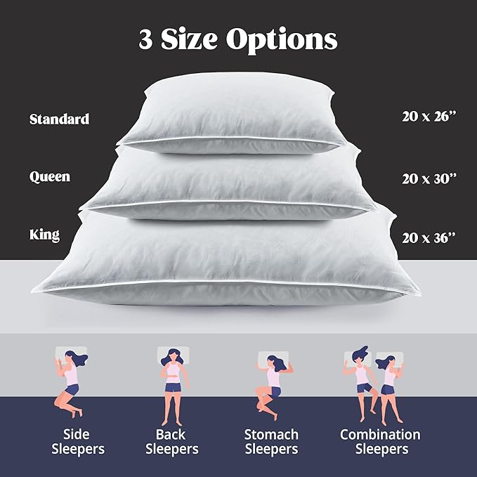 puredown® Goose Feathers Down Pillows, Hotel Collection Standard Pillows for Sleeping, White Embossing Pillows Set of 2 for Back Stomach Side Sleepers (Netting White, Queen (Pack of 2))