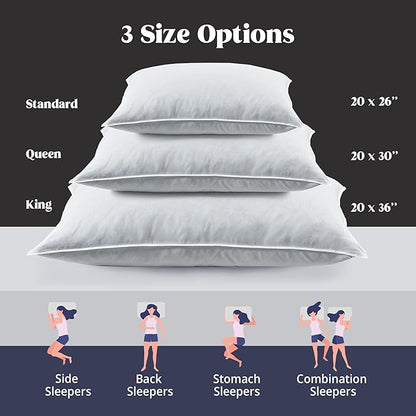 puredown Soft Bed Pillows for Sleeping, Goose Feather Down Pillows Hotel Collection Standard Size of 2, Netting Pattern Embossing Pillows for Back Stomach Side Sleepers (20 x 26, 2 Pack)