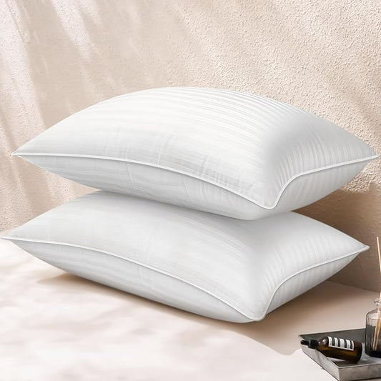 Queen Size Bed Pillow - Premium Down Alternative Cooling Pillows Set of 2 for Side, Back, and Stomach Sleepers Hotel Quality Fluffy Soft Microfiber Fill Breathable Skin-Friendly