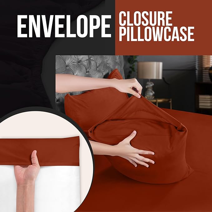 Utopia Bedding Queen Pillow Cases - 2 Pack - Envelope Closure - Soft Brushed Microfiber Fabric - Shrinkage and Fade Resistant Pillow Covers 20 X 30 Inches (Queen, Orange)