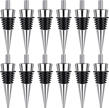 12 Pieces Metal Bottle Stopper 16 x 3/8 Blank Stainless Steel Wine Bottle Stopper Kit Reusable Wine Saver Corks Chrome Bottle Stopper Set Hardware for Wedding Wine Party Bar Turning
