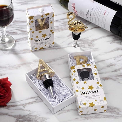 Miicol Wine Stopper, Prosecco Stopper, Wine Bottle Stopper, Personalised Champagne Stopper, Gold Wine Accessories, Wine Lovers Gift, Monogram Gift, Letter A