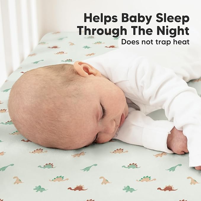 2-Pack Organic Crib Sheets for Boys, Girls - Jersey Fitted Crib Sheet, Baby Crib Sheets Neutral, Crib Mattress Sheet, Cotton Crib Sheets, Breathable Crib Sheet, Baby Mattress Sheets (Roarsome)