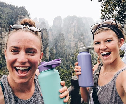 Simple Modern Chug Sports Lid - Fits All Summit and Hydro Flask Wide Mouth Water Bottle Sizes - Leak Proof Handle Cap for 10, 12, 14, 16, 18, 20, 22, 24, 32, 40, 64 & 84 oz Winter White