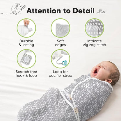 KeaBabies 3-Pack Organic Baby Swaddle Sleep Sacks - Newborn Swaddle Sack, Ergonomic Baby Swaddles 0-3 Months, Swaddles for Newborns,Baby Sleep Sack, Baby Swaddle Blanket Wrap,Baby Essentials(Nordic)