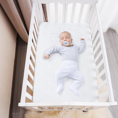 Waterproof Mini Crib Mattress Protector 2 Pack, Ultra Soft Breathable Mini Crib Mattress Pad Cover for Boys Girls Neutral, Fit Pack N Play, Playard and Mini Crib Mattresses, White