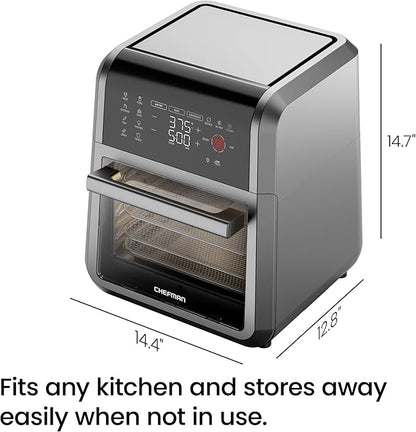 Chefman 12-Quart 6-in-1 Air Fryer Oven with Digital Timer, Touchscreen, and 12 Presets - Family Size Countertop Convection Oven, Dishwasher-Safe Parts