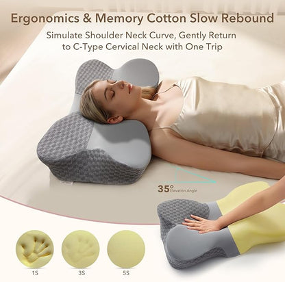 Cervical Pillow for Neck Pain Relief, Contour Memory Foam Neck Pillow for Bed Sleeping, Adjustable Height Double - Sided Cervical Neck Pillow for Side, Back and Stomach Sleepers