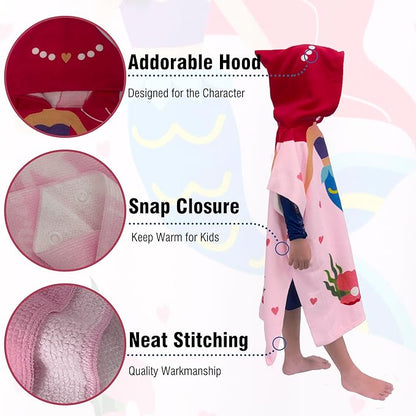 Hooded Kids Beach Towels - Toddler Bath Towel Girls Boys Swim Cover-ups for Ages 4 to 10 Kids Pool Towels Quick Dry Lightweight Soft Microfiber Poncho 30x30(Pink Mermaid)