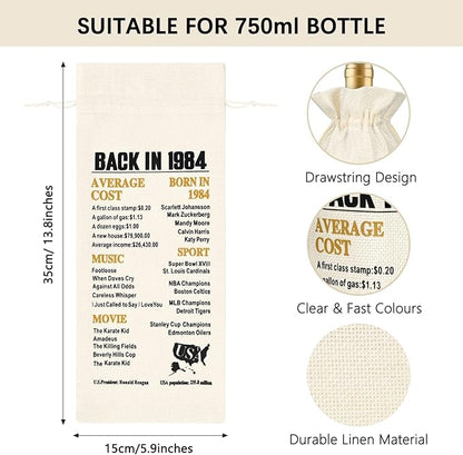 DAZLUTE 40th Birthday Gifts for Women, 40 & Fabulous Wine Glass with 1 Pack Reusable Burlap Wine Bag, 40 Year Old Wine Glass Birthday Gift for Women Mom Friend Sister Wife Aunt Coworker, 17 Oz Gold