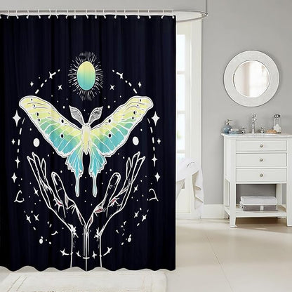Feelyou Butterfly Shower Curtain Butterflies Fabric Shower Curtain for Kids Boys Girls Flying Bathroom Waterproof Accessories with 12 Hooks Moth Boho Curtains,72x78 Inches