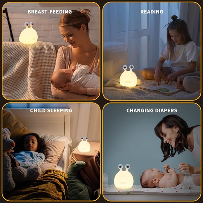 Cute Slug Kids Night Light, Birthday Gifts Room Decor Bedroom Decorations for Baby Child Soft Silicone Lamp Gift Box