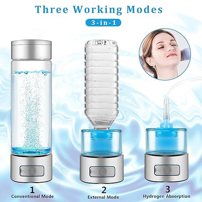 Hydrogen Water Bottle,Real Pure 6000+ PPB Upgraded Hydrogen Water Bottle Generator,2000+ PPB in 3 Min Portable Water Ionizer,Hydrogen Water Machine with Exhaust Hole,Advanced SPE/PEM(Silver)