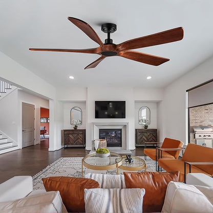 NicBex Ceiling Fan 60 Inch Indoor Antique No Light Ceiling Fans with Remote Control Double Finish Ceiling Fan with 5 Wood Blades for Living Room, Bedroom, Brown