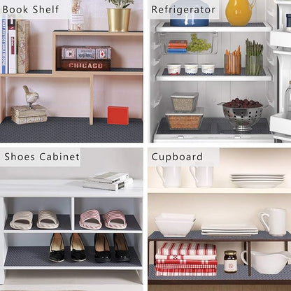 HooTown Shelf Liner Kitchen Cabinet Drawer Mats 23.6 Inch Wide x 196.8 Inch Long, Non Slip EVA Plastic Water Resistant Pad for Bathroom Drawers,Shoe Shelves, Under Sink, Gray