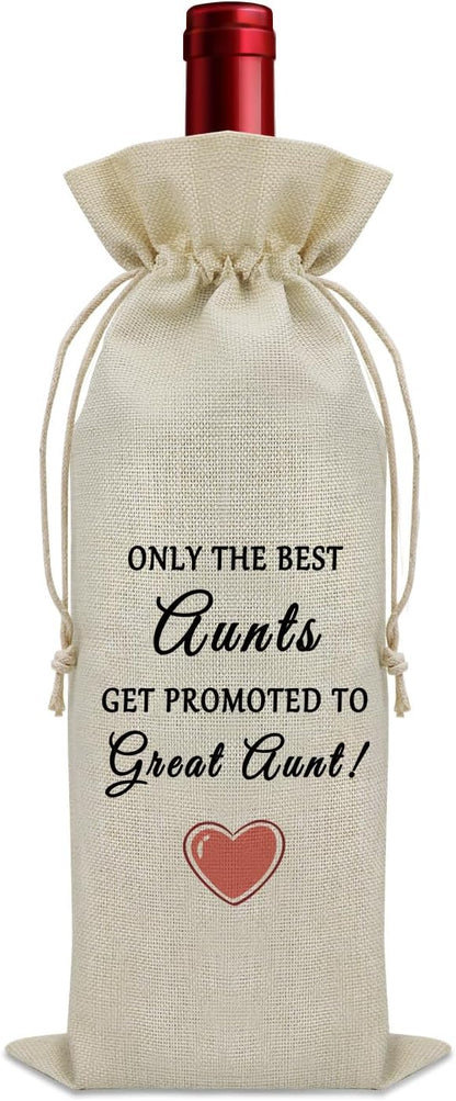 Promoted to Great Aunt Gifts Wine Bag Pregnancy Reveal Gifts for Great Aunts Wine Bottle Decoration Bag New Great Aunt Gifts Mothers Day Gift for Great Aunt Wine Accessories Gifts for Wine Lovers