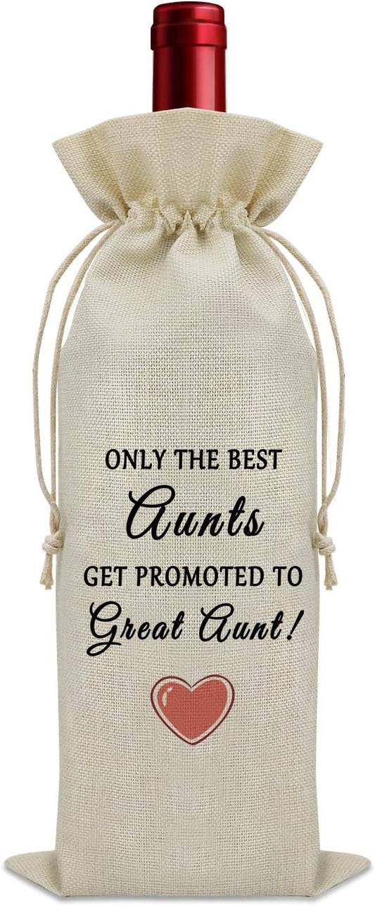 Promoted to Great Aunt Gifts Wine Bag Pregnancy Reveal Gifts for Great Aunts Wine Bottle Decoration Bag New Great Aunt Gifts Mothers Day Gift for Great Aunt Wine Accessories Gifts for Wine Lovers