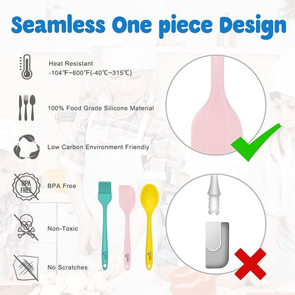 HOTEC Kids Baking Cooking Supplies Set Nylon Children's Kitchen knives BPA Free Cuttting Board Silicone Spoon Spatula Cupcake mold