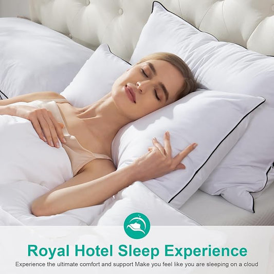 APSMILE Medium Firm Feather Down Pillows King Size Pack of 1, Luxury Goose Feather Pillow for Sleeping, 600TC/DM Organic Cotton Cover Hotel Collection Bed Pillows (White, 20"x36")
